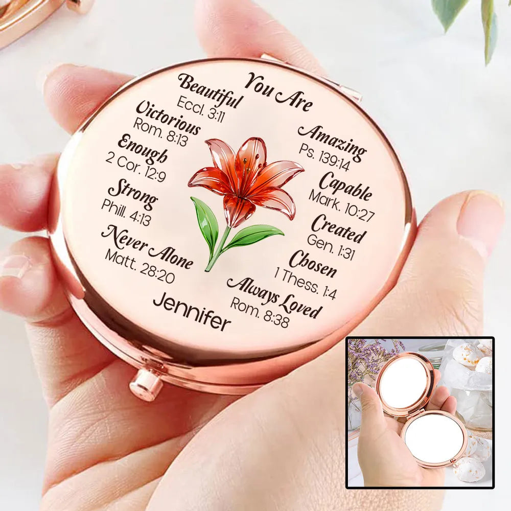 Personalized Compact Mirror for Women - Inspirational Bible Verses Gift Beauty Tools MagicInPrints