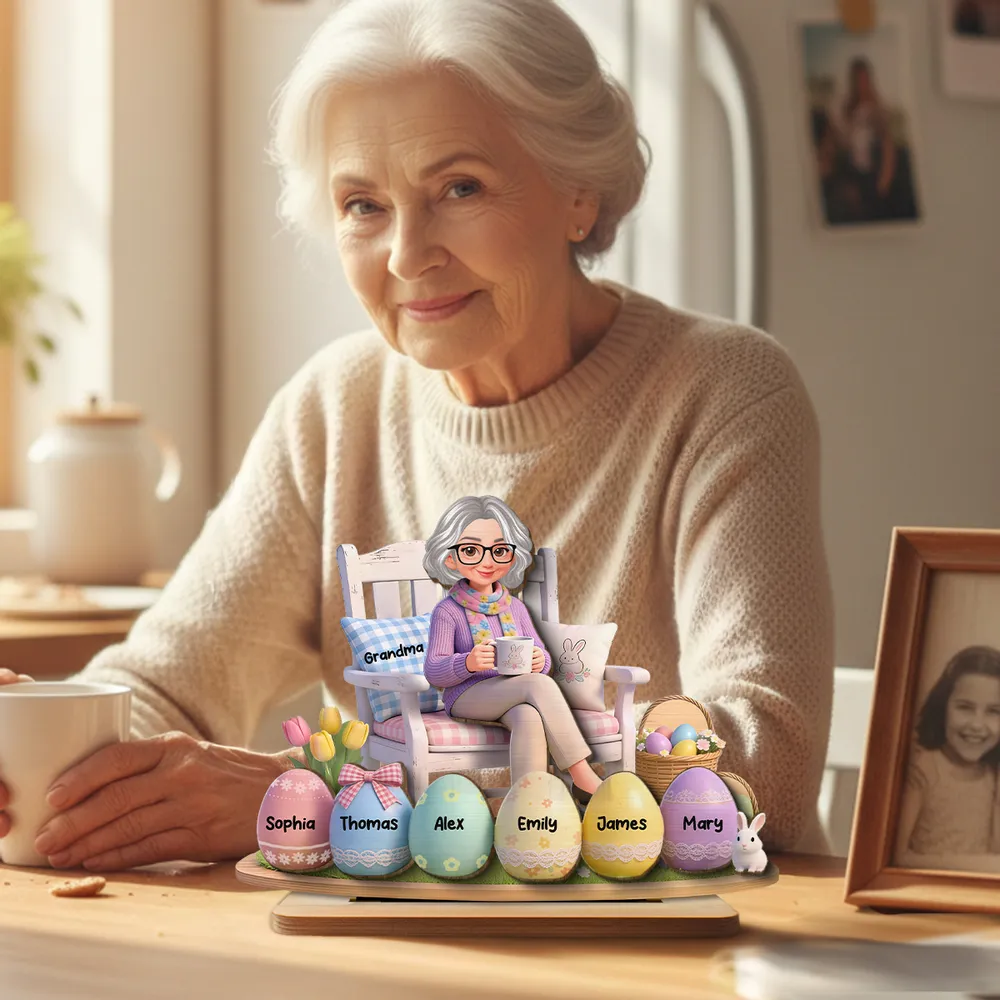 Personalized Easter Grandma Figurine with Custom Names - Family Gift Plaque MagicInPrints