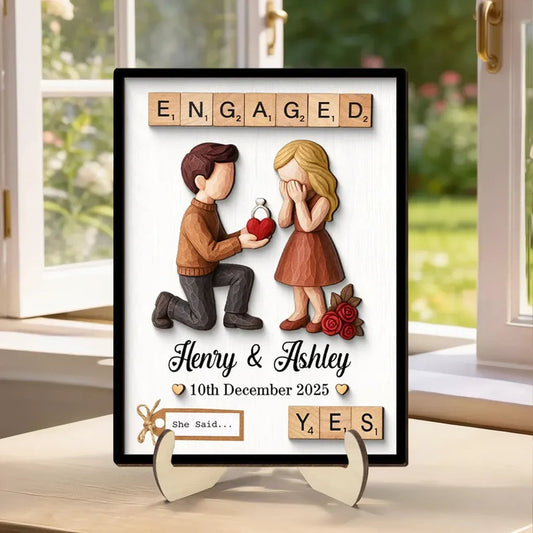 Personalized Engagement Keepsake Frame for Couples - Romantic Proposal Gift Plaque MagicInPrints