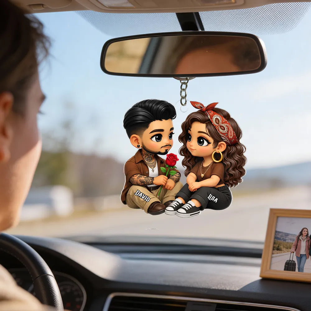 Personalized Couple Car Hanging Ornament for Romantic Gift - Custom Names Car Hanger MagicInPrints