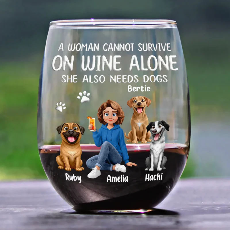 Personalized Wine Glass for Dog Lovers - Funny Gift for Women Cup MagicInPrints