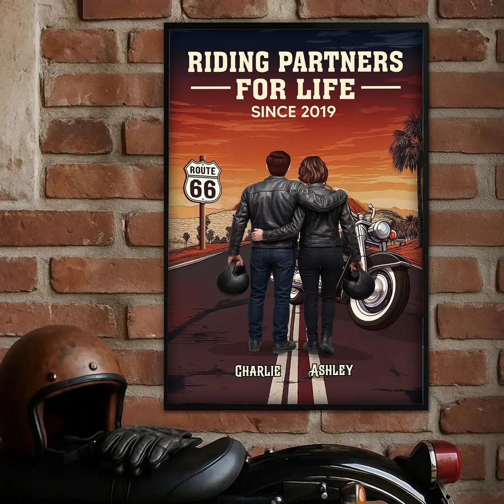Personalized Motorcycle Couple Poster for Bikers - Anniversary Gift Poster or Canvas MagicInPrints