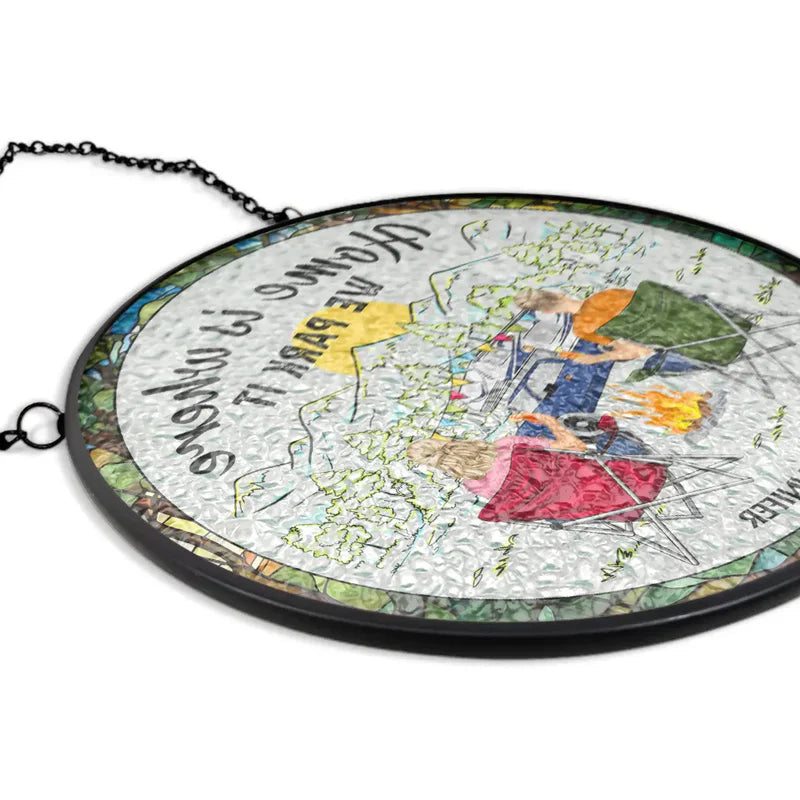 Personalized Stained Glass Camper Ornament for Couples - Camping Decor Ornament MagicInPrints