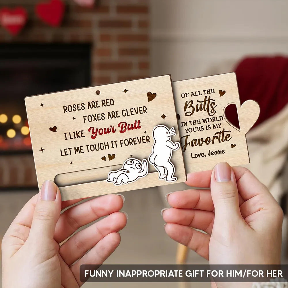 Personalized Wooden Love Card for Couples - Funny Valentine's Day Gift Ornament MagicInPrints
