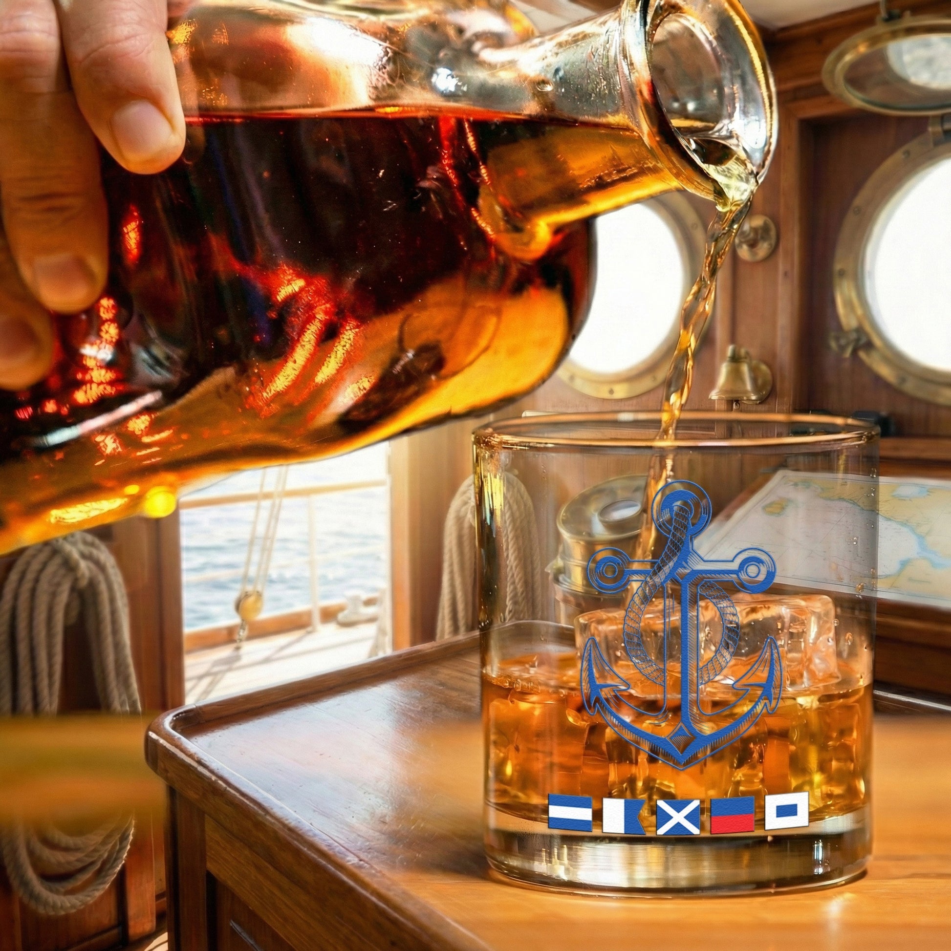 Nautical Anchor Whiskey Glass for Sailors - Nautical Barware Gift Cup MagicInPrints