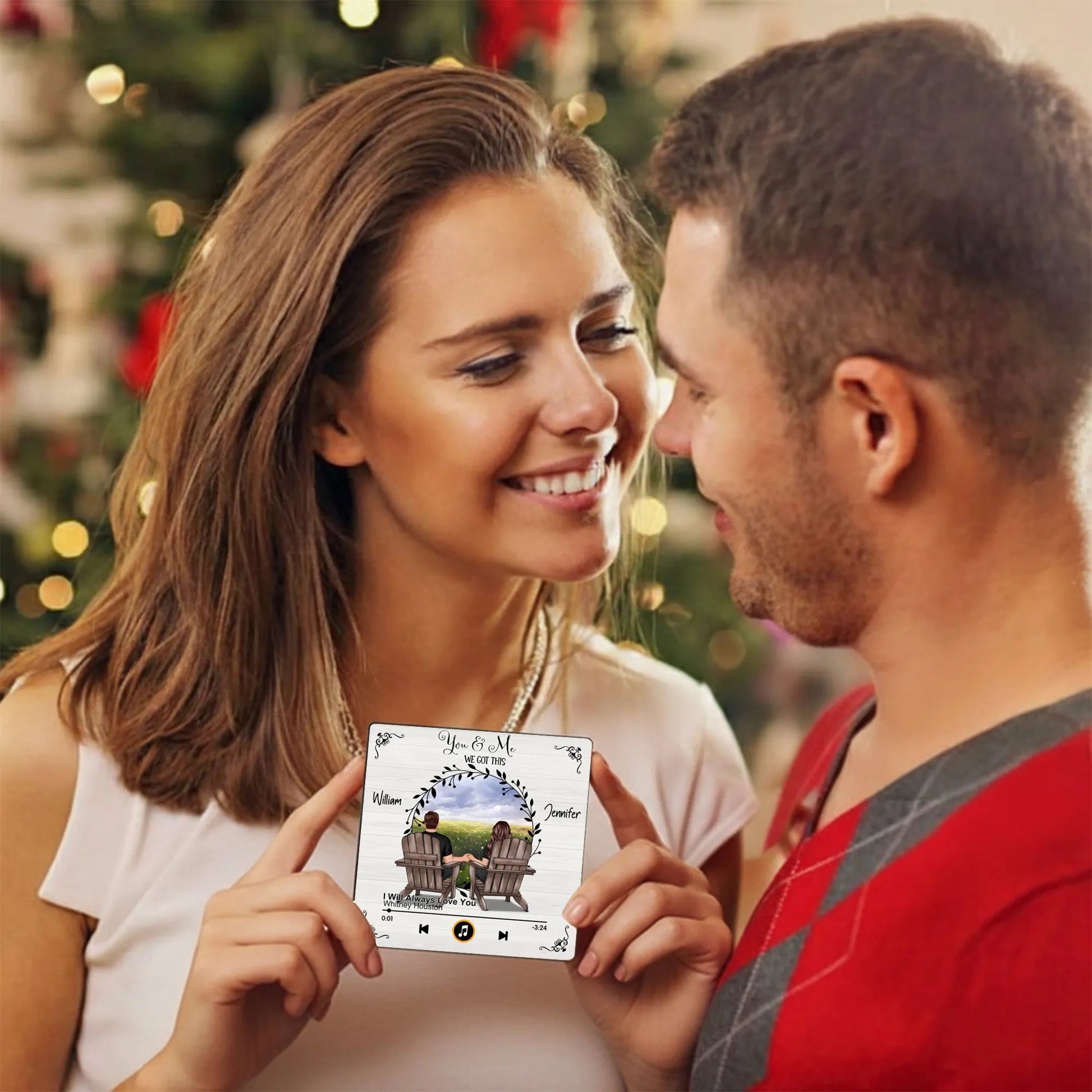 Personalized Music Plaque for Couples - Romantic Gift with Custom Names and Song Fridge Magnet MagicInPrints