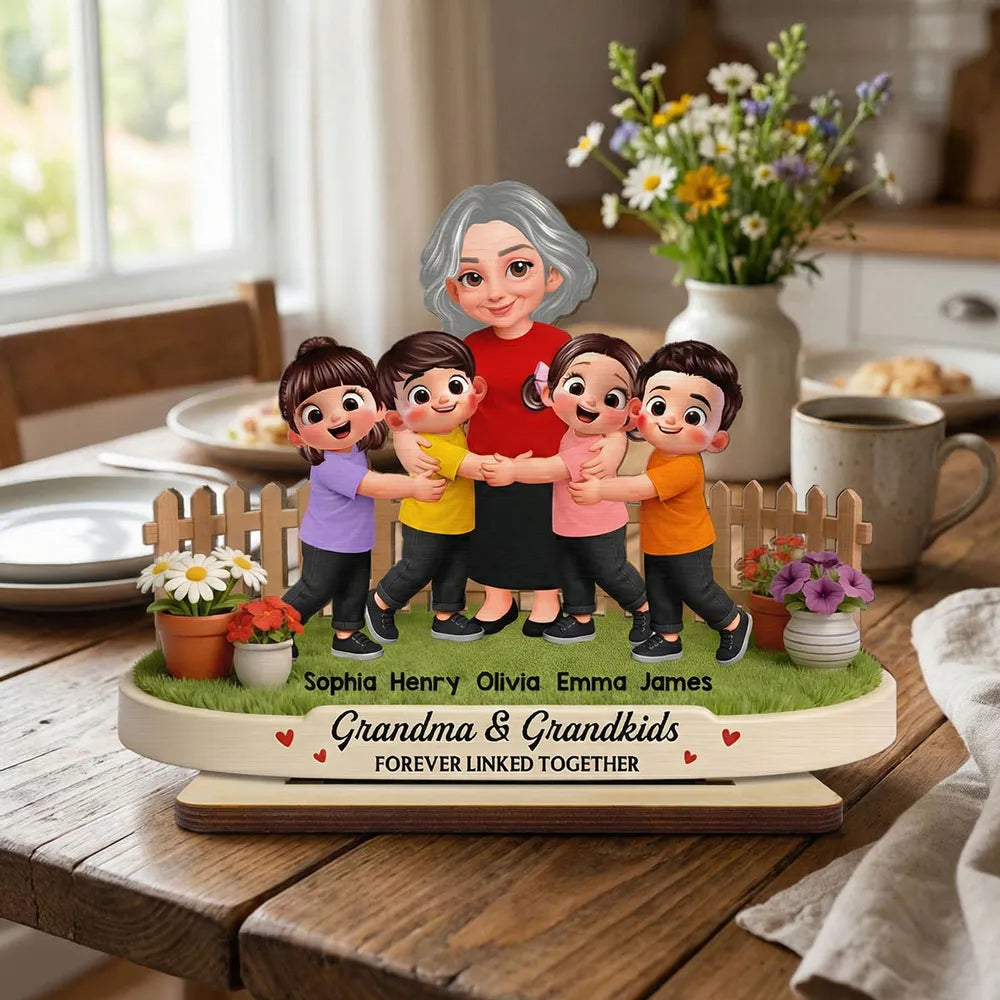 Personalized Family Figurine for Grandma - Custom Names & Characters Plaque MagicInPrints