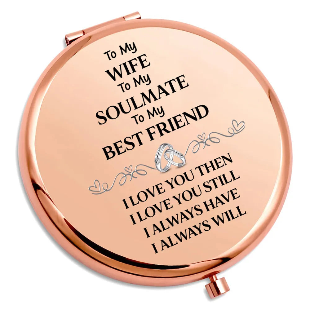Personalized Compact Mirror for Wife - Engraved Message for Anniversary Gift Beauty Tools MagicInPrints