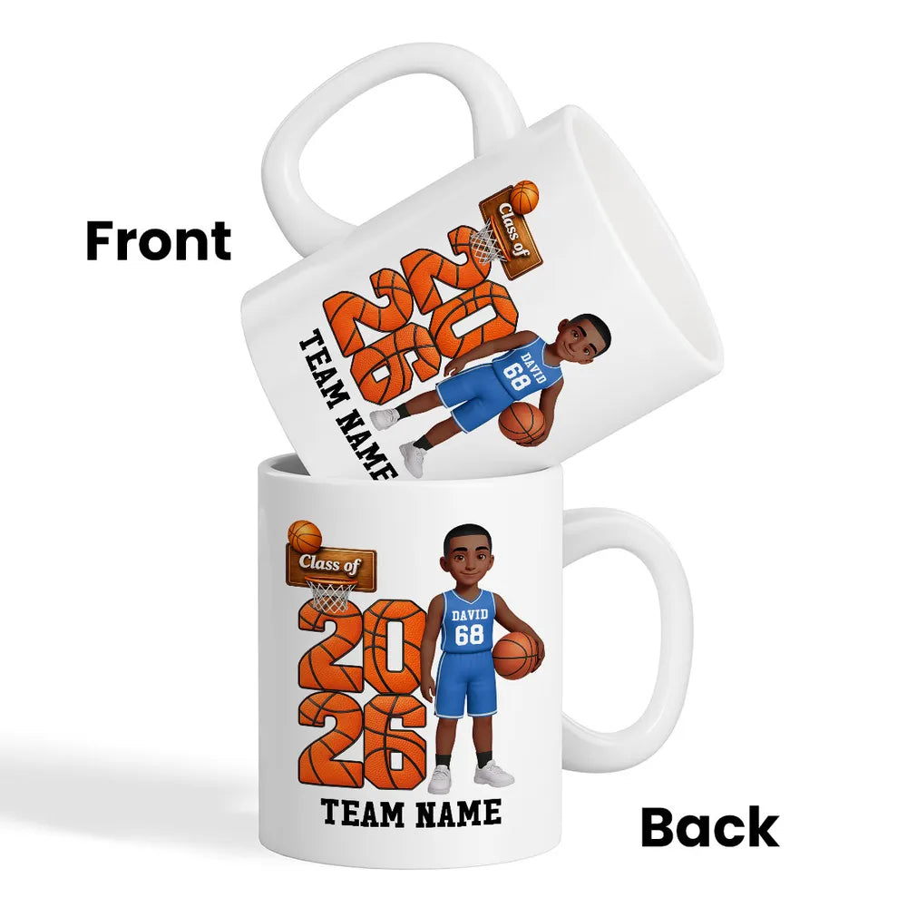 Custom Basketball Graduation Mug for Class of 2026 - Personalized Gift Cup MagicInPrints
