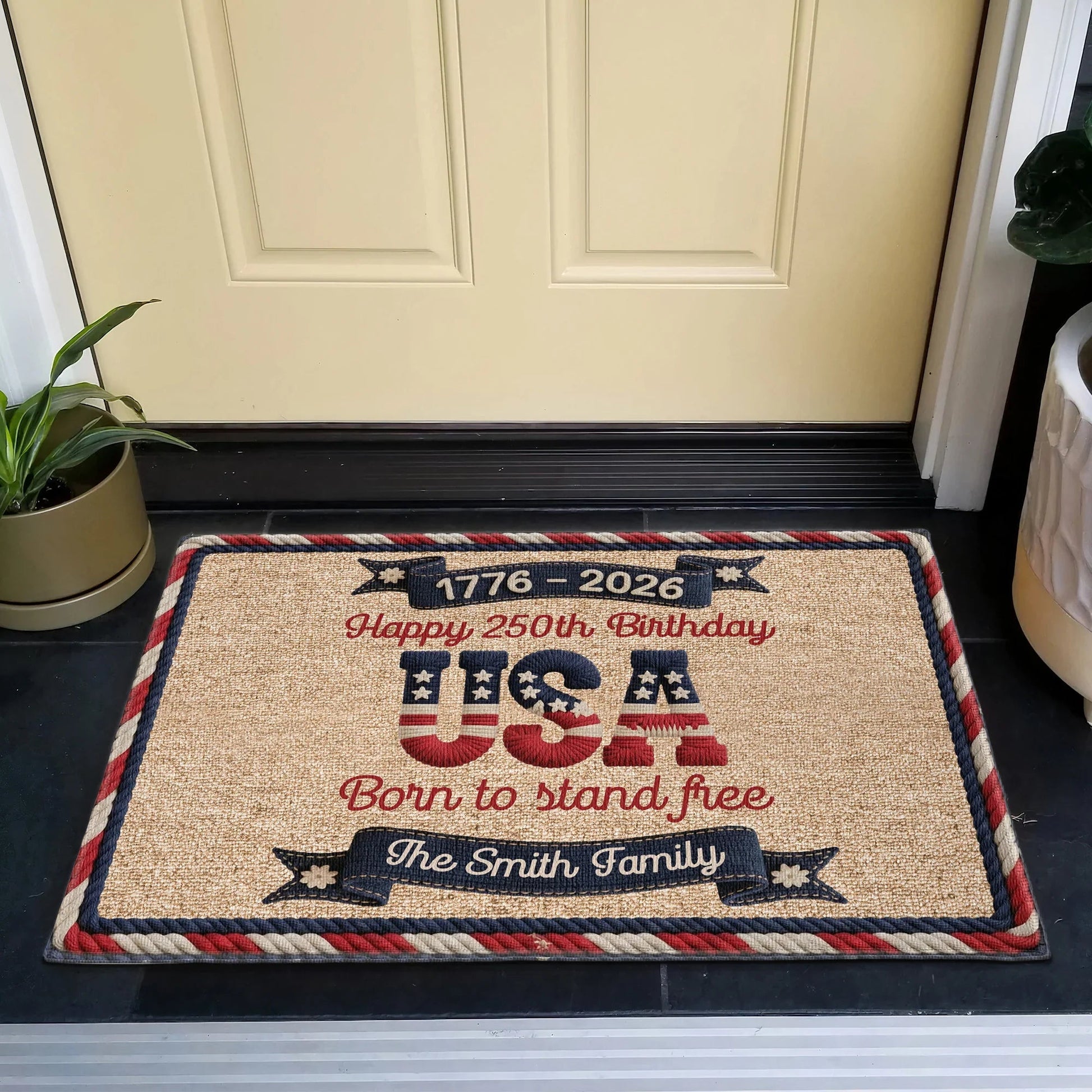 Personalized USA Birthday Doormat for Families - 250th Anniversary Celebration Doormat MagicInPrints