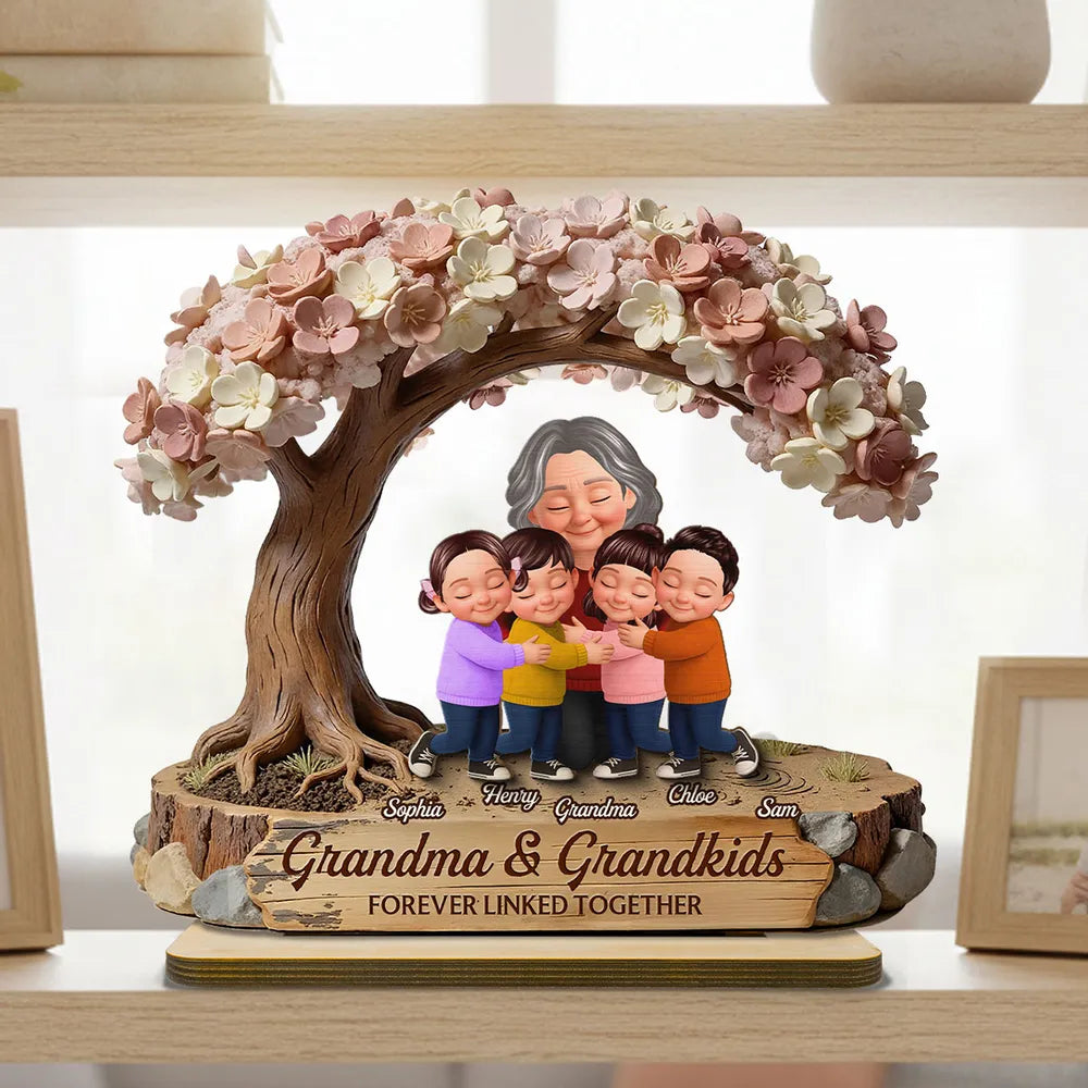 Personalized Family Tree Sculpture for Grandma with Grandkids - Sentimental Gift for Home Decor Plaque MagicInPrints