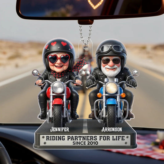 Customized Motorcycle Couple Figurine for Bikers - Anniversary Gift Car Hanger MagicInPrints