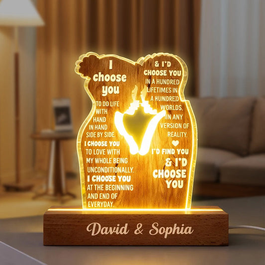 Personalized LED Night Light for Couples with Love Quote - Romantic Gift Plaque MagicInPrints