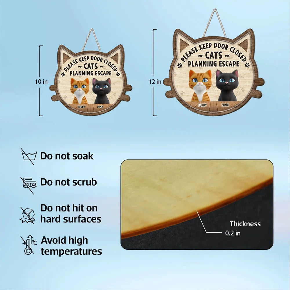 Custom Cat Door Sign for Pet Owners - Funny Home Decor Sign MagicInPrints