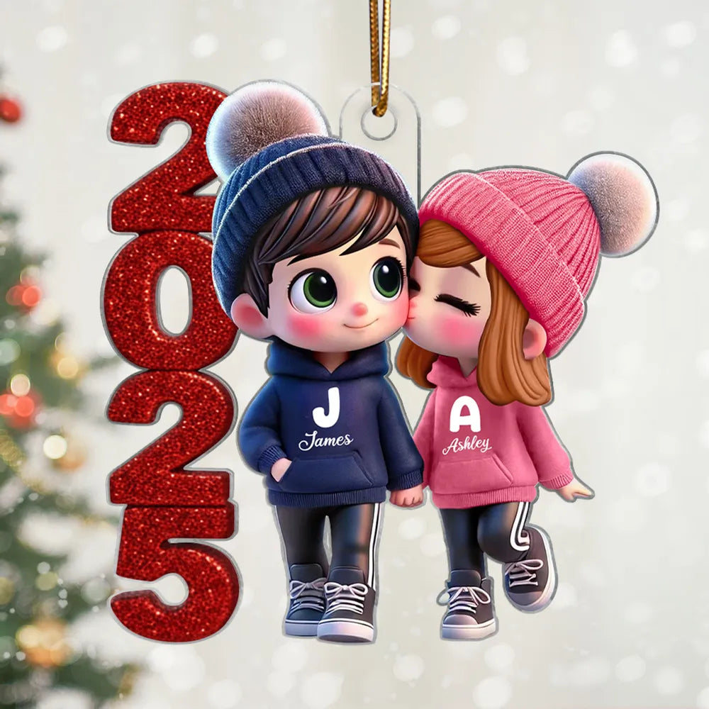Personalized Couple Ornament 2025 - Custom Names Christmas Gift Ornament MagicInPrints