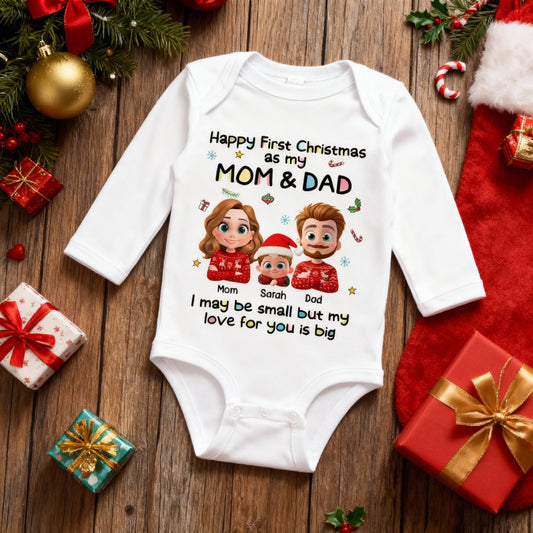 Personalized Baby Onesie for First Christmas - Custom Family Design Cloth MagicInPrints