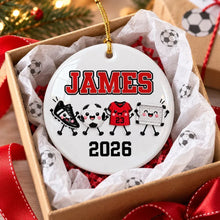 Load image into Gallery viewer, Personalized Ceramic Soccer Ornament Custom Name Christmas Gift for Players
