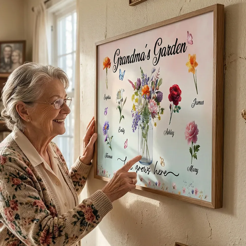 Personalized Floral Canvas Art for Grandma - Custom Family Names Poster or Canvas MagicInPrints