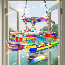 Load image into Gallery viewer, Brighten Your Space with Our Colorful Pontoon Boat Suncatcher - Personalized Christmas Gift for Boat Enthusiasts Ornament MagicInPrints
