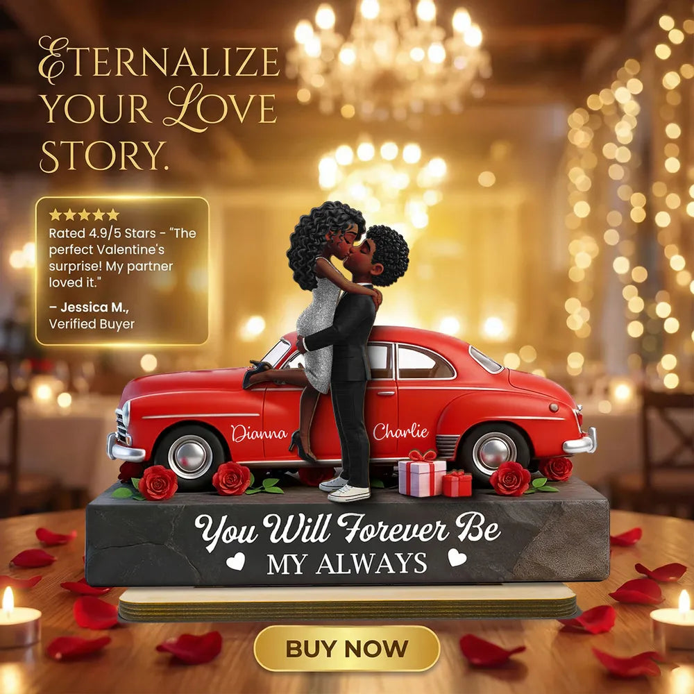 Personalized Romantic Couple Figurine with Car - Anniversary Gift Plaque MagicInPrints