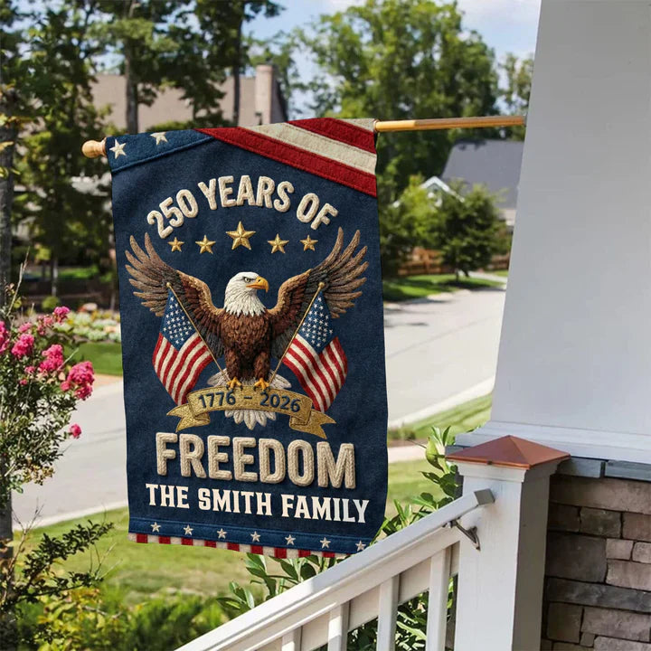 Custom Patriotic Garden Flag for Families - 250 Years of Freedom Celebration Flag MagicInPrints
