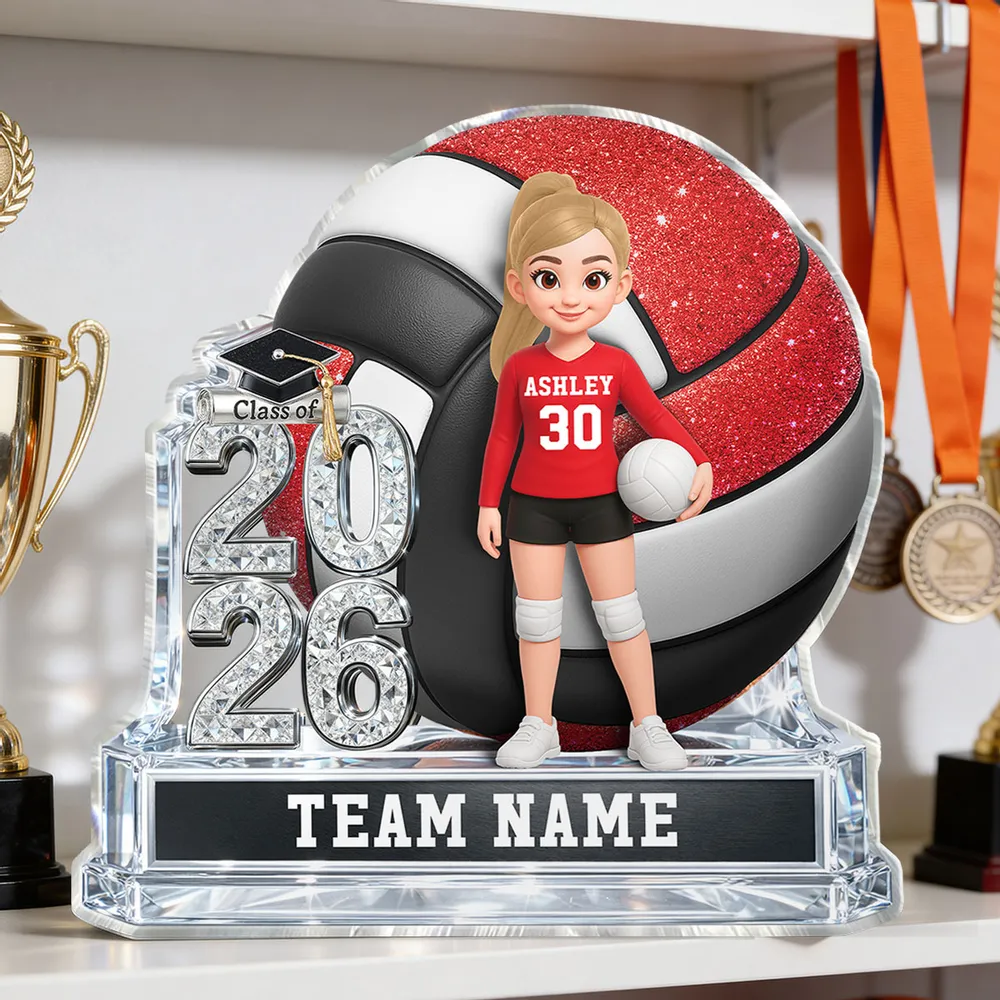 Custom Volleyball Player Acrylic Trophy for Graduates - Class of 2026 Keepsake Plaque MagicInPrints