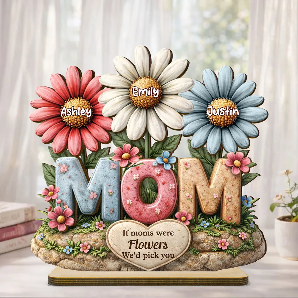 Personalized Floral Mom Plaque for Mother's Day - Custom Names and Heartfelt Message Plaque MagicInPrints
