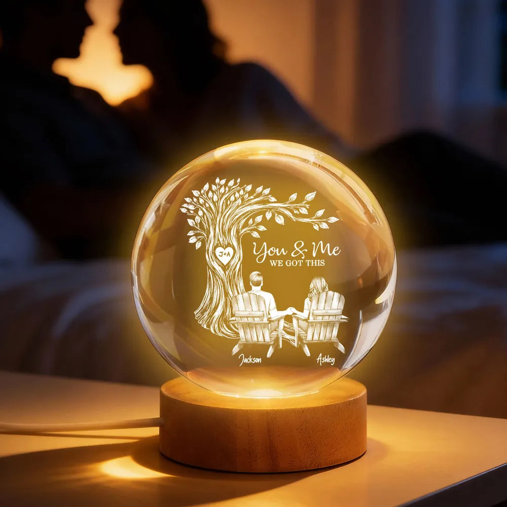 Personalized LED Crystal Night Light for Couples - Romantic Gift Lamp MagicInPrints