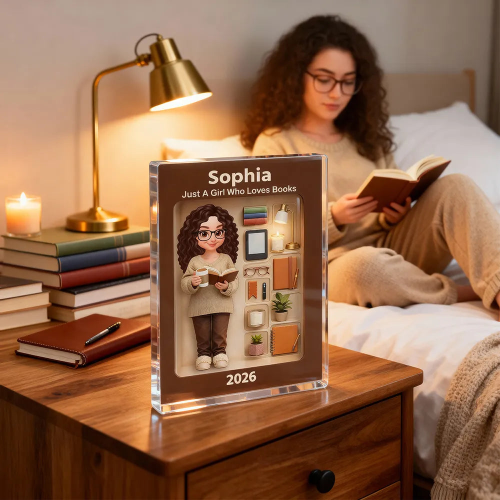 Personalized Book Lover Acrylic Block for Girls - Home Decor Gift Plaque MagicInPrints