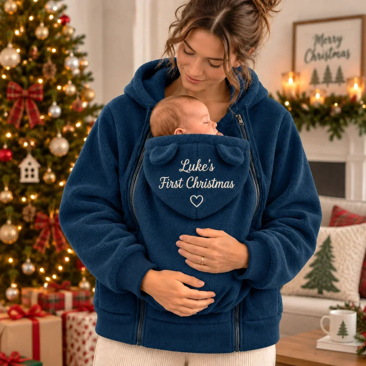 Personalized Embroidered Babywearing Hoodie Unique Gift for New Mom Christmas
