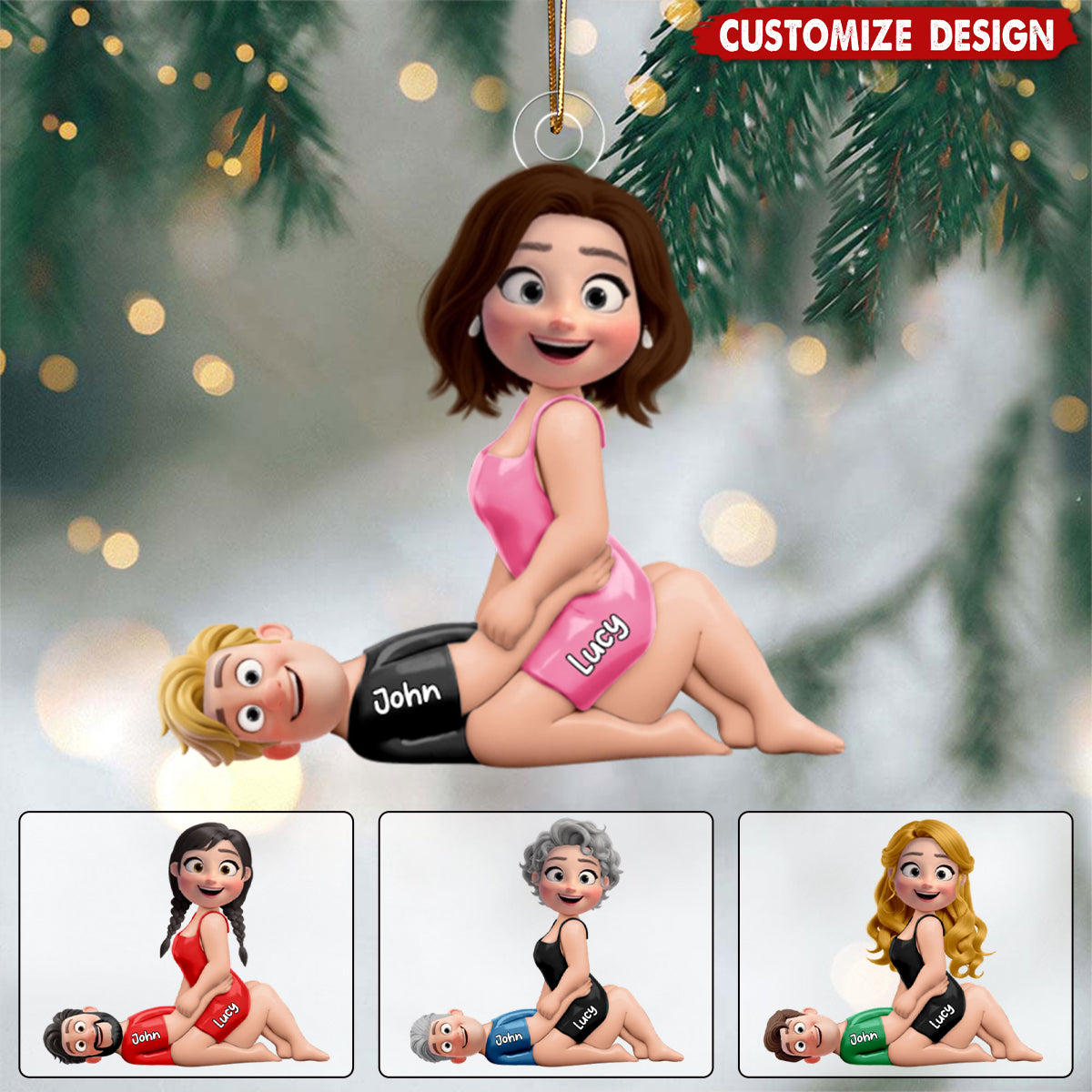 Custom Couple Christmas Ornament - Personalized Funny Gift for Couples Ornament MagicInPrints