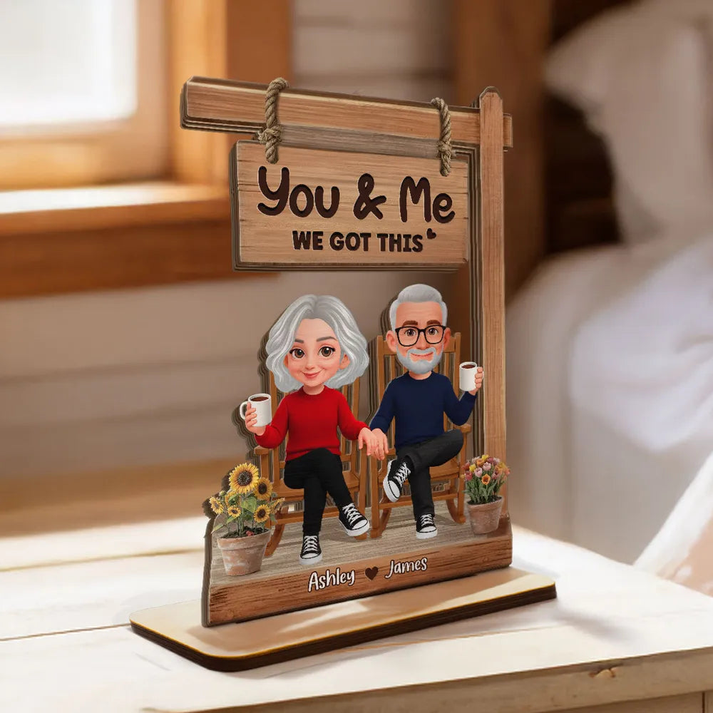 Personalized Couple Figurine Wooden Sign Gift for Seniors - Anniversary or Home Decor Plaque MagicInPrints