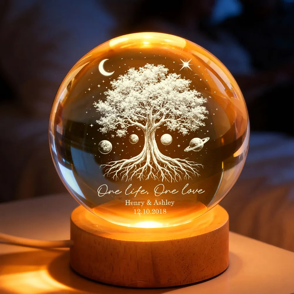 Personalized LED Night Light for Couples - Tree of Life Design - Anniversary Gift Lamp MagicInPrints