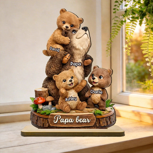 Personalized Bear Family Figurine for Dad - Custom Names Gift Plaque MagicInPrints