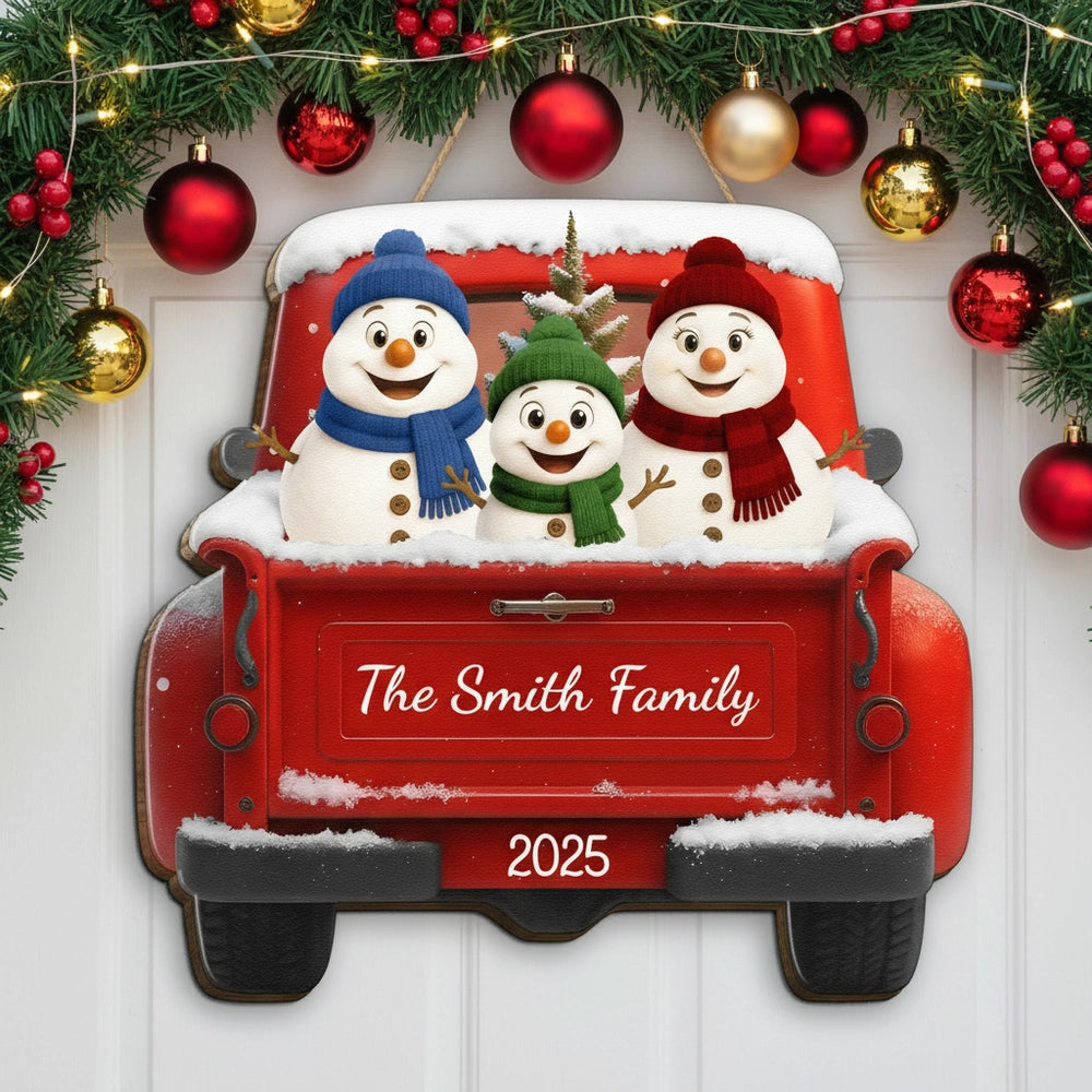 Personalized Snowman Family Christmas Wall Decor - Festive Holiday Decoration Sign MagicInPrints