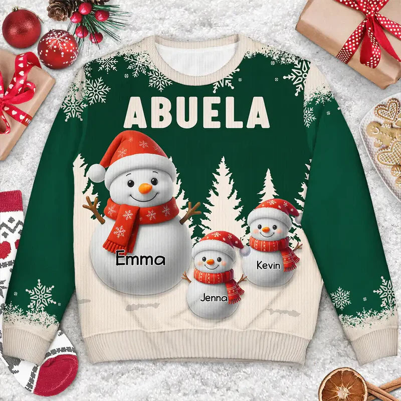 Personalized Christmas Sweatshirt for Grandma - Custom Snowman Family Design Cloth MagicInPrints