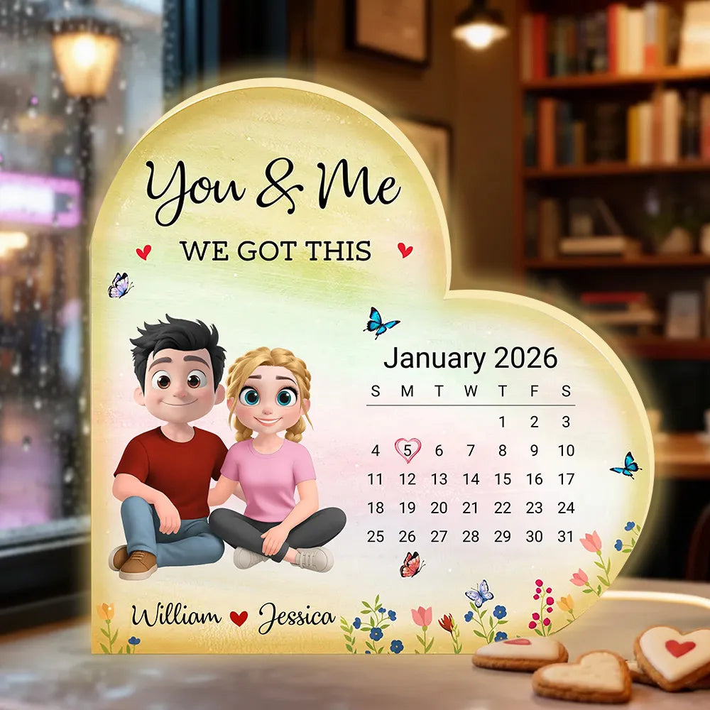 Personalized Heart-Shaped Couple Calendar for Couples - Romantic Gift Plaque MagicInPrints