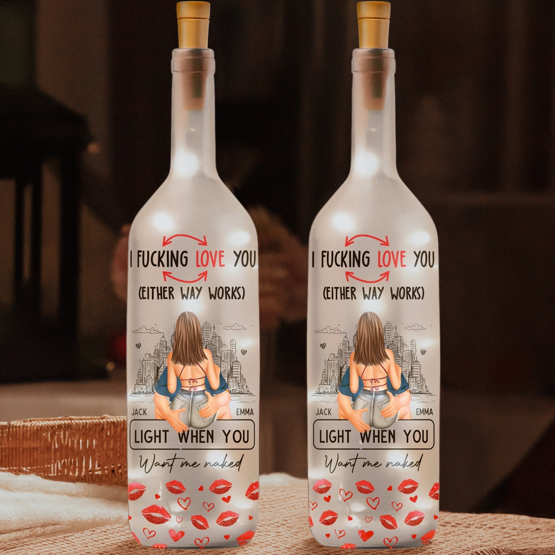 Personalized Romantic LED Bottle Light for Couples - Anniversary Gift Lamp MagicInPrints