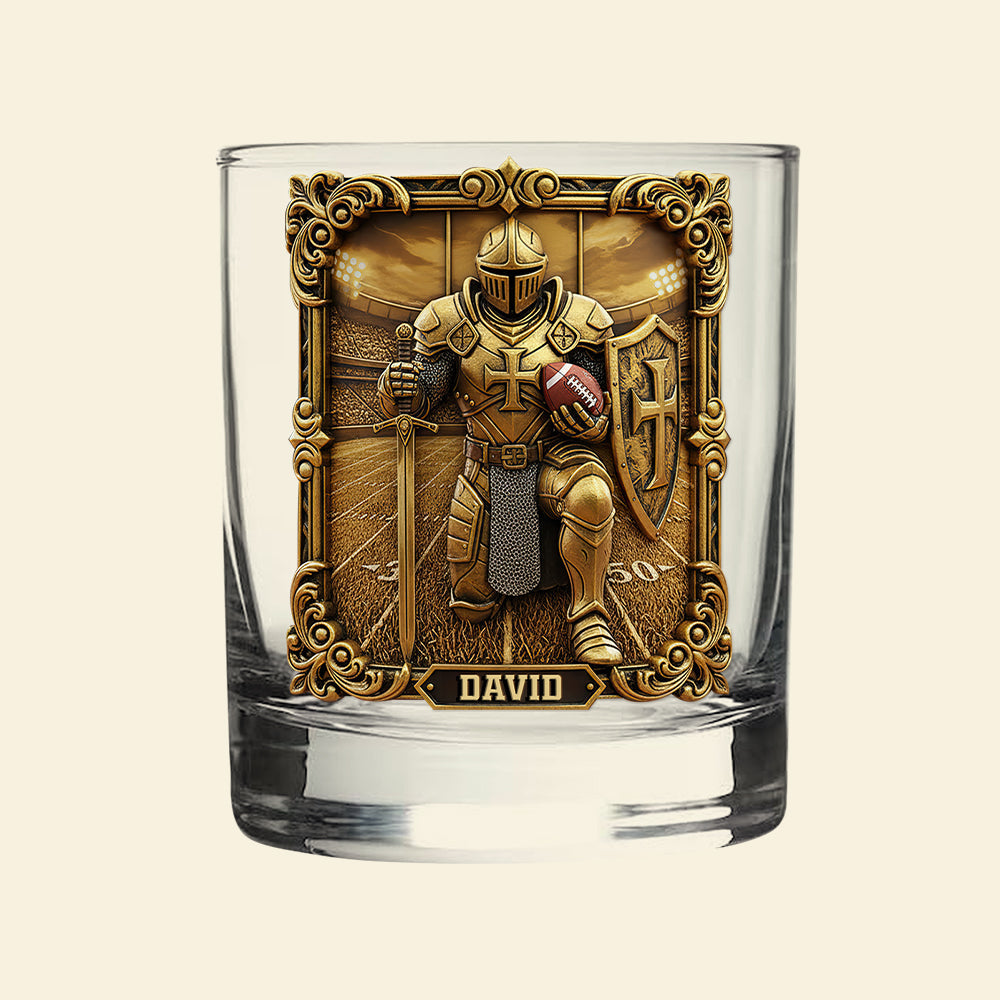 Kneeling Knight Sports Drinking Glass - Personalized Gifts For Christian Whiskey Glass MagicInPrints