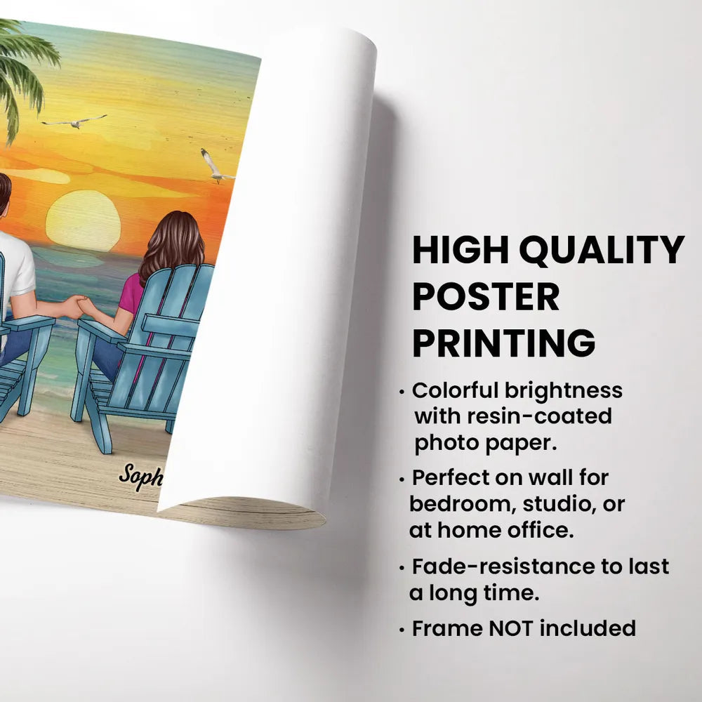 Personalized Couple Beach Sunset Canvas Art - Romantic Home Decor Poster or Canvas MagicInPrints