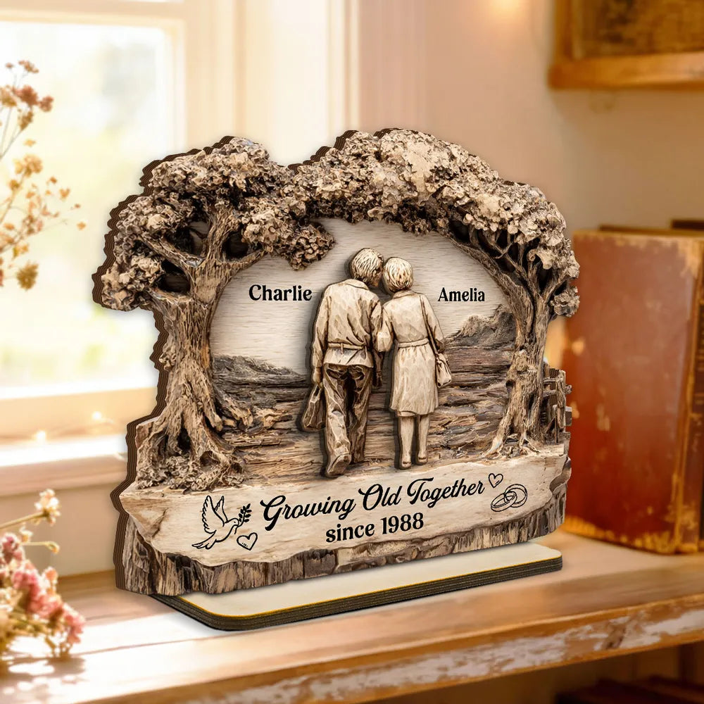 Personalized Wooden Couple Sculpture for Anniversary - Sentimental Gift Plaque MagicInPrints