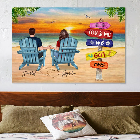 Personalized Beach Sunset Canvas Art for Couples - Romantic Home Decor Poster or Canvas MagicInPrints