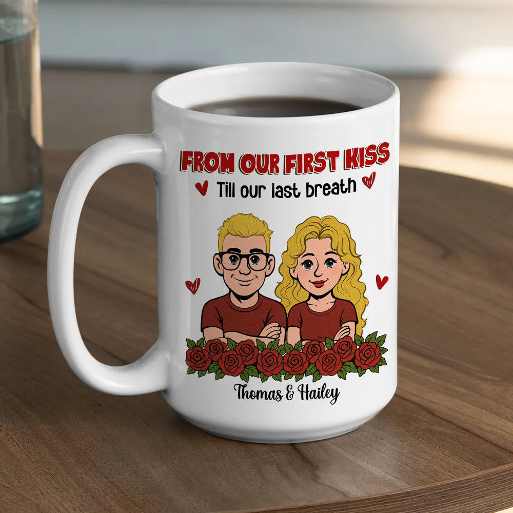 Personalized Romantic Couple Mug - From Our First Kiss - Anniversary Gift Cup MagicInPrints