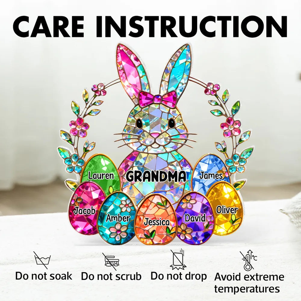 Custom Stained Glass Bunny Suncatcher for Grandma - Easter Decor Plaque MagicInPrints