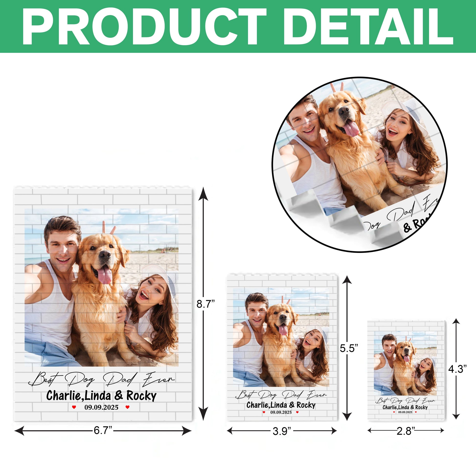 Custom Photo Brick Portrait for Pet Lovers - Personalized Gift Plaque MagicInPrints