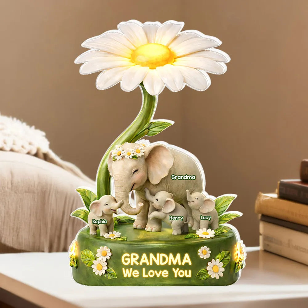 Personalized Elephant Family Figurine for Grandma - Sentimental Gift for Mother's Day Plaque MagicInPrints