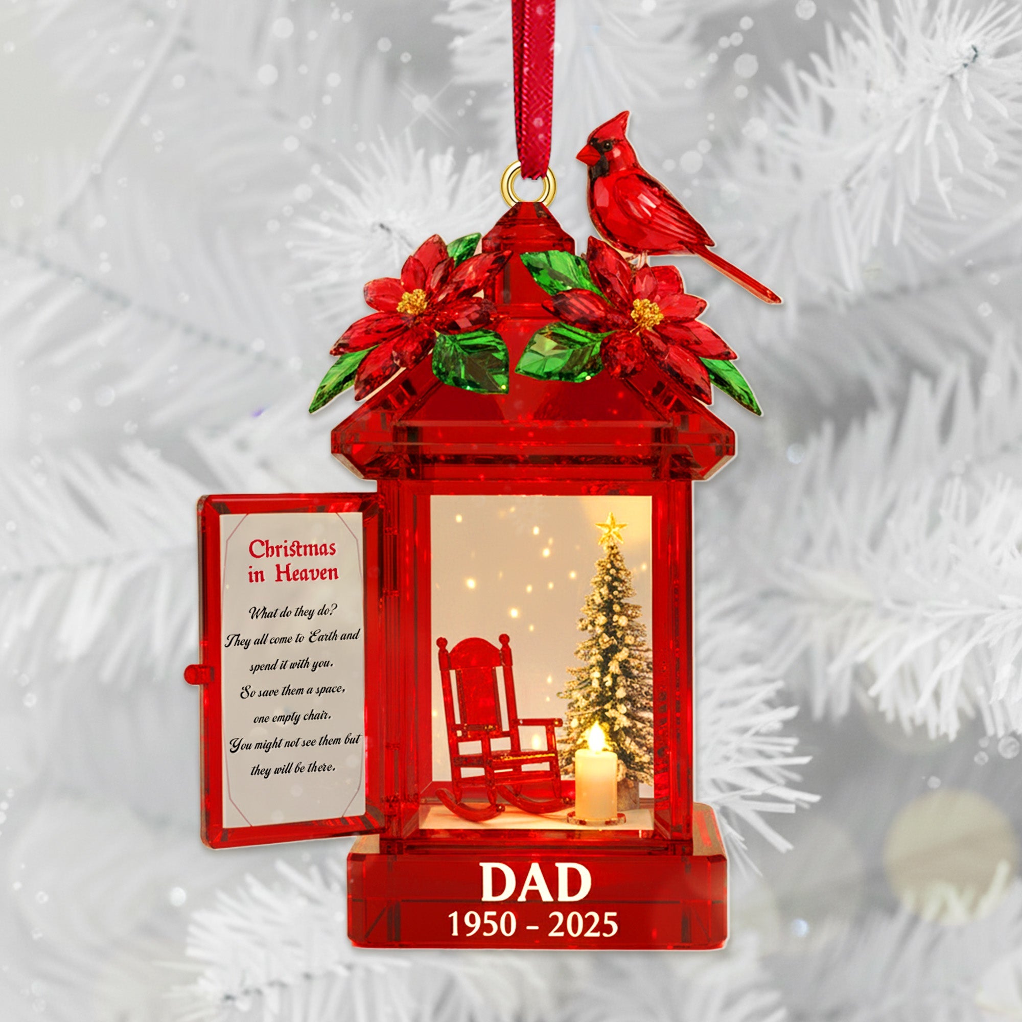 "Christmas in Heaven" - Personalized Memorial Cardinal Bird Acrylic Ornament - A Meaningful Gift for Remembering Loved Ones Ornament MagicInPrints