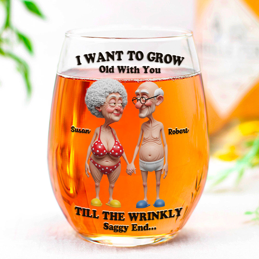 I Want to Grow Old With You - Funny Personalized Egg Cup for Couples Glass Egg Cup MagicInPrints