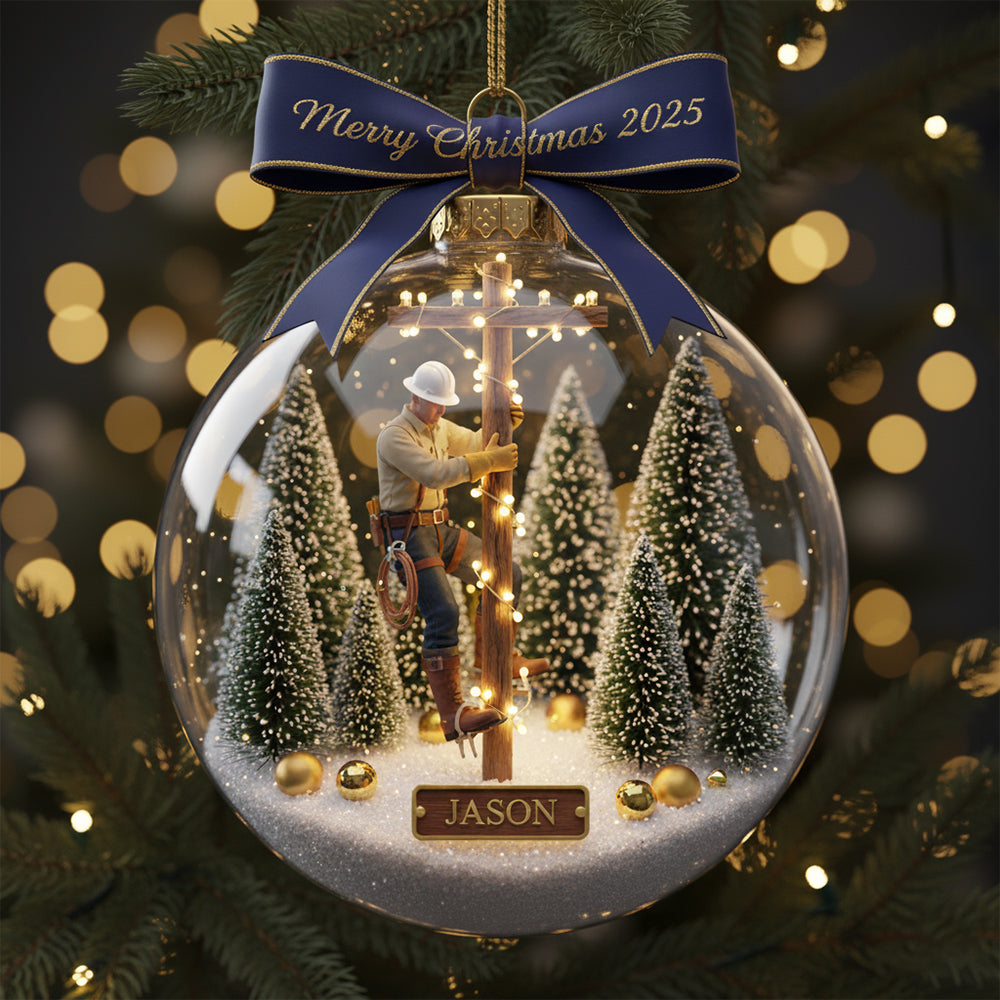 Celebrate the Spirit of Lineman - Personalized Christmas Ornament Ornament MagicInPrints