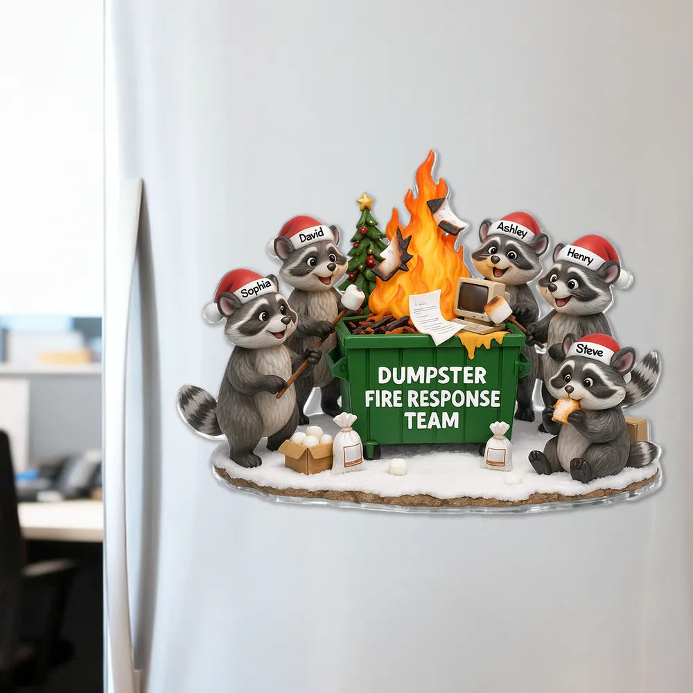 Personalized Raccoon Refrigerator Magnet - Dumpster Fire Response Team - Fun Holiday Decor Fridge Magnet MagicInPrints